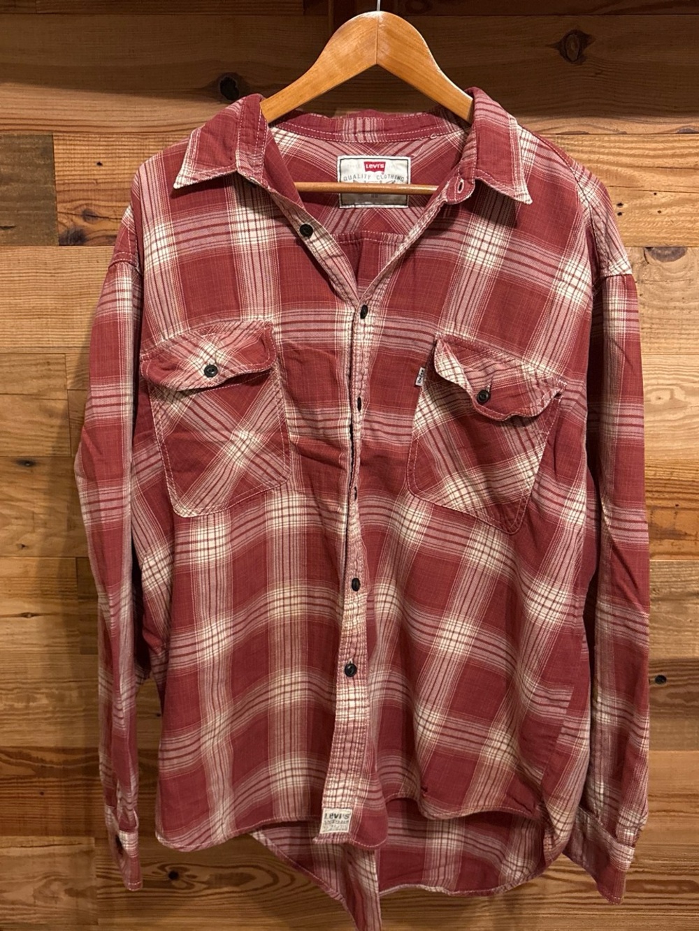 Levi's Men's Rust Red Plaid Button-Down Shirt